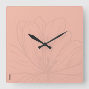 Chic Gold Pink Abstracte Floral Vierkante Klok