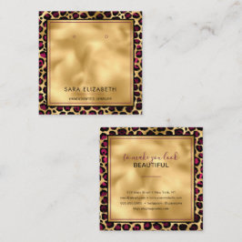 Chic Gold Pink Leopard-kaart voor afdruk Vierkante Visitekaartje