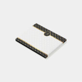 Chic Gold Polka Dots on Black met jouw monogram Post-it® Notes (Schuin)