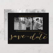 CHIC GOLD PRINT | BESPAAR DE DATUM-BRIEFKAART AANKONDIGINGSKAART (Voorkant / Achterkant)