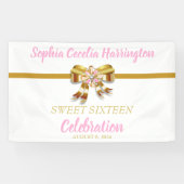 Chic Gold Ribbon Birthday Party Banner (Horizontaal)