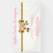 Chic Gold Ribbon Birthday Party Banner (Verticaal)