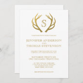 CHIC GOLD | RUSTIC DEER WEDDING MONOGRAM KAART (Voorkant / Achterkant)