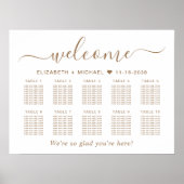 Chic Gold Script 10 Table Mariage Tableau de siège (Devant)