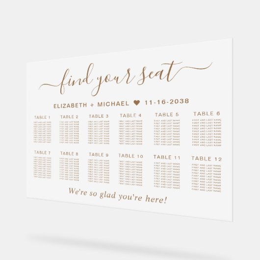 Chic Gold Script 12 Mariage table Siège givré (Angle)