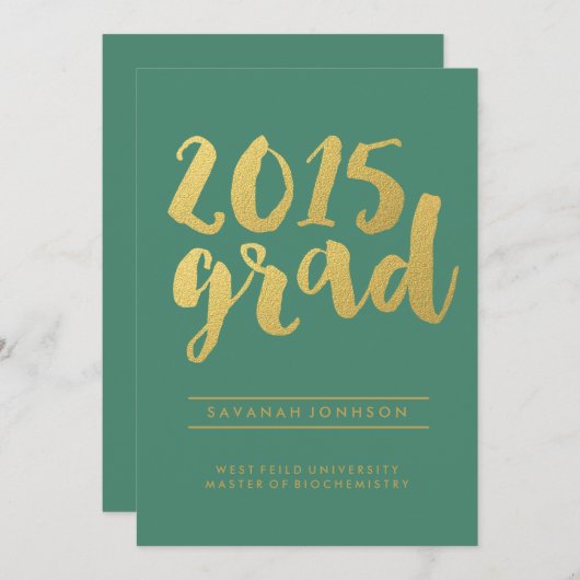 Chic Gold-script | Aankondiging Afstuderen 2015 (Voorkant / Achterkant)