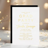 Chic Gold Script Afstudeerder Party Folie Uitnodig Folie Uitnodiging