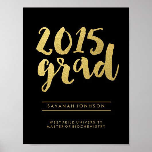 Chic Gold Script | Afstuderen Poster zwart 2015 (Voorkant)