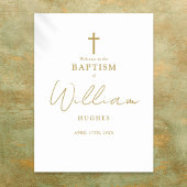 Chic Gold Script Baptême Christening Affiche de bi