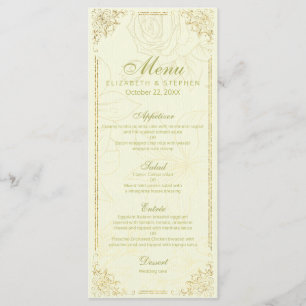 Chic Gold Script Elegant Floral Frame Mariage Menu