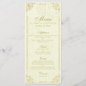 Chic Gold Script Elegant Floral Frame Mariage Menu (Devant)