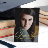 Chic Gold Script Faire-part de graduation photo