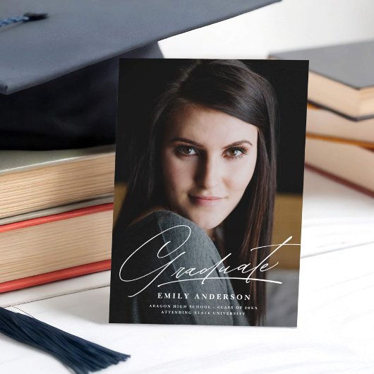 Chic Gold Script Faire-part de graduation photo