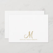 Chic Gold Script Initiaal Koppels Monogram Notitiekaartje (Voorkant / Achterkant)