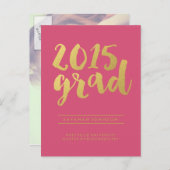 Chic Gold-script | Roze Afstuderen foto Briefkaart (Voorkant / Achterkant)
