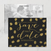Chic Gold Script Save the Date Briefkaart (Voorkant / Achterkant)