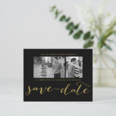 Chic Gold Script Save the Date Briefkaart (Staand voorkant)