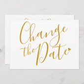 Chic Gold Script Verander de datum die is uitgeste Save The Date (Voorkant / Achterkant)