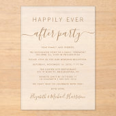 Chic Gold Script Wedding Receptie Frosted Acryl Uitnodigingen (Voorkant)