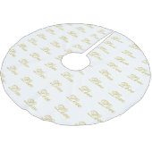 Chic Gold Script Witte Liefde Calligrafie Huwelijk Kerstboom Rok (Gekanteld)