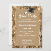 Chic Gold Sequins Afstudeerfeest 2025 Kaart (Voorkant)
