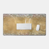 Chic Gold Silver iridescent glitter monogram Bureaumat (Keyboard & Muis)