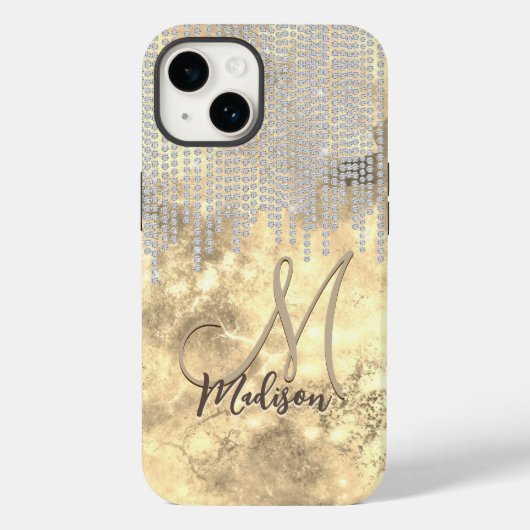 Chic Gold Silver Rhinestone druist monogram Hoesje (Achterkant)