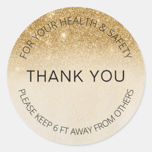 Chic Gold Social Distancing Glitter Salon op 6 ft Ronde Sticker