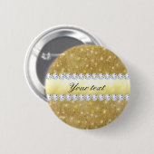Chic Gold Sparking Stars en Diamonds Ronde Button 5,7 Cm (Voorkant /achterkant)