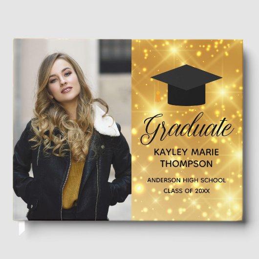 Chic Gold Sparkle 2022 Afstuderen Foto-Afstuderen Gastenboek (Voorkant)
