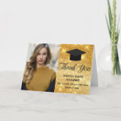 Chic Gold Sparkle Afstuderen Foto 2025 Afstuderen Bedankkaart (Voorkant)