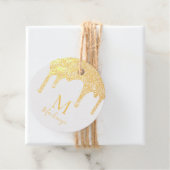 Chic Gold Sparkle Glitter Drift Monogram Bedankjes Labels (Met doos)