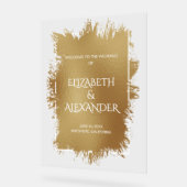 Chic Gold Splash Wedding Welkom Acryl Bord (Hoek)
