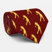 Chic Gold Sports Lady Golfer Silhouette Cravate (Roulé)