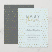 Chic Gold Sprinkle Confetti Script Baby shower Uitnodiging Briefkaart (Voorkant / Achterkant)