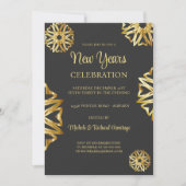 Chic Gold Stars Nouvel An Invitation (Devant)