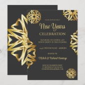 Chic Gold Stars Nouvel An Invitation (Devant / Derrière)