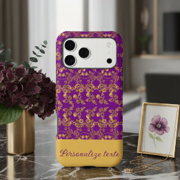 Chic Gold sur Purple Damask Floral sur mesure esth