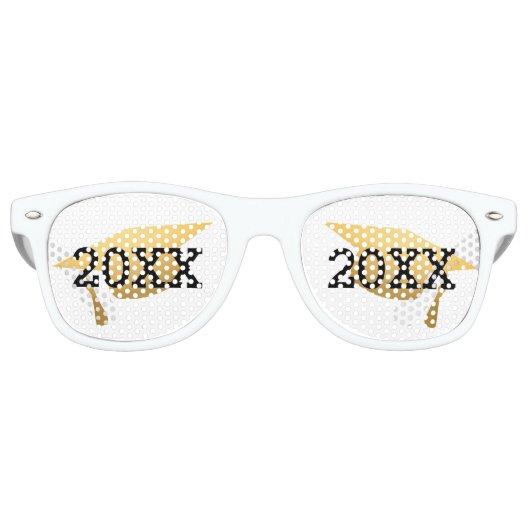 Chic Gold Trendy Graduation Party Class of 20XX Retro Zonnebril (Voorkant)