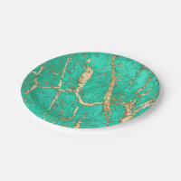 Chic Gold Turquoise Marble Pattern