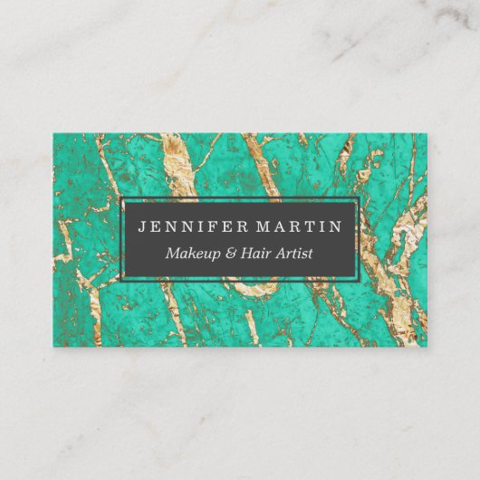 Chic Gold Turquoise Marble Pattern Visitekaartje (Voorkant)