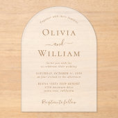 Chic Gold Typografie Wedding Frosted Arch Acryl Uitnodigingen (Voorkant)