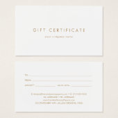 Chic Gold Typographie Certificat cadeau d'entrepri (Devant & derrière)