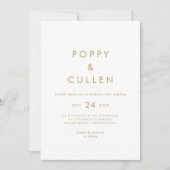Chic Gold Typographie Faire-part de mariage photo (Devant)