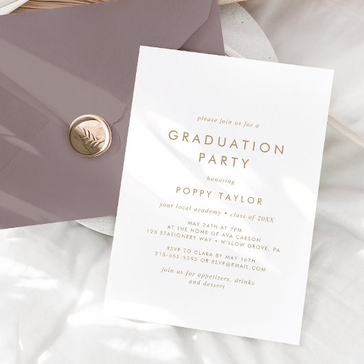 Chic Gold Typographie Graduation Party Invitation
