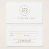 Chic Gold Typographie Logo Certificat cadeau (Devant & derrière)