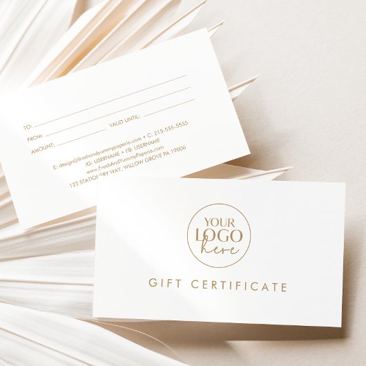 Chic Gold Typographie Logo Certificat cadeau