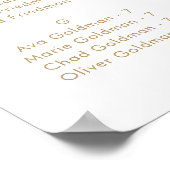Chic Gold Typography Alfabetical Seating Chart Poster (Hoek)