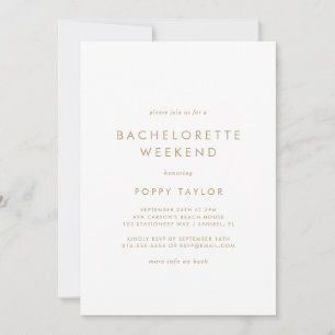 Chic Gold Typography Bachelorette Weekend Kaart