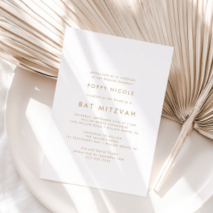 Chic Gold Typography Bat Mitzvah Kaart
